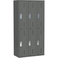 Concorde Heavy-Duty Lockers, 2 -tier, Bank of 3, 36" x 18" x 72", Steel, Charcoal, Welded (Assembled) Haskins Industrial Inc.