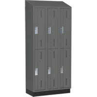 Concorde Heavy-Duty Lockers, 2 -tier, Bank of 3, 36" x 18" x 82", Steel, Charcoal, Welded (Assembled) Haskins Industrial Inc.
