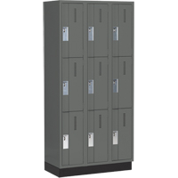 Concorde Heavy-Duty Lockers, 3 -tier, Bank of 3, 36" x 18" x 76", Steel, Charcoal, Welded (Assembled) Haskins Industrial Inc.