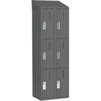 Concorde Heavy-Duty Lockers, 3 -tier, Bank of 2, 24" x 18" x 78", Steel, Charcoal, Welded (Assembled) Haskins Industrial Inc.