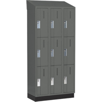 Concorde Heavy-Duty Lockers, 3 -tier, Bank of 3, 36" x 18" x 82", Steel, Charcoal, Welded (Assembled) Haskins Industrial Inc.