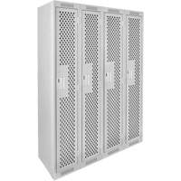 Clean Line Lockers, Bank of 4, 48" x 12" x 72", Steel, Grey, Rivet (Assembled), Perforated Haskins Industrial Inc.