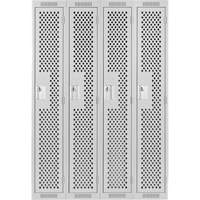 Clean Line Lockers, Bank of 4, 48" x 12" x 72", Steel, Grey, Rivet (Assembled), Perforated Haskins Industrial Inc.
