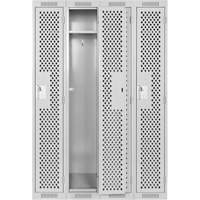 Clean Line Lockers, Bank of 4, 48" x 12" x 72", Steel, Grey, Rivet (Assembled), Perforated Haskins Industrial Inc.
