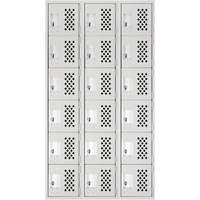 Clean-Line Perforated Lockerette, 6 -tier, Bank of 3, 12" x 72" x 12", Steel Haskins Industrial Inc.
