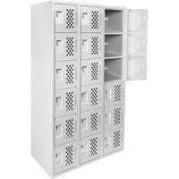 Clean-Line Perforated Lockerette, 6 -tier, Bank of 3, 12" x 72" x 12", Steel Haskins Industrial Inc.