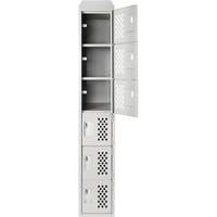 Assembled Lockerettes Clean Line Perforated Economy Lockers, 6 -tier, 18" x 72" x 12", Steel Haskins Industrial Inc.