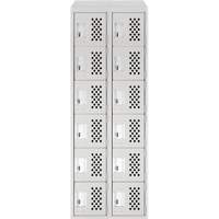 Assembled Lockerettes Clean Line Perforated Economy Lockers, 6 -tier, Bank of 2, 18" x 72" x 12", Steel Haskins Industrial Inc.