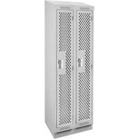 Clean Line Lockers, Bank of 2, 24" x 18" x 82", Steel, Grey, Rivet (Assembled), Perforated Haskins Industrial Inc.