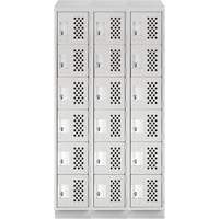Clean-Line Perforated Lockerette, 6 -tier, Bank of 3, 12" x 72" x 12", Steel Haskins Industrial Inc.