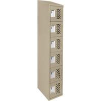 Assembled Lockerettes Clean Line Perforated Economy Lockers, 6 -tier, 18" x 72" x 12", Steel Haskins Industrial Inc.