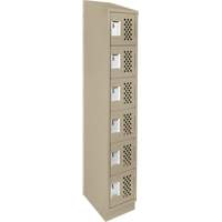 Assembled Lockerettes Clean Line Perforated Economy Lockers, 6 -tier, 18" x 72" x 12", Steel Haskins Industrial Inc.