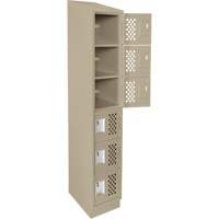 Assembled Lockerettes Clean Line Perforated Economy Lockers, 6 -tier, 18" x 72" x 12", Steel Haskins Industrial Inc.
