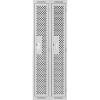 Clean Line Lockers, 2 -tier, 12" x 12" x 72", Steel, Grey, Rivet (Assembled), Perforated Haskins Industrial Inc.