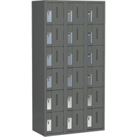 Concorde Heavy-Duty Lockers, 6 -tier, Bank of 3, 36" x 18" x 72", Steel, Charcoal, Welded (Assembled) Haskins Industrial Inc.