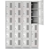 Assembled Clean Line Perforated Economy Lockers, 6 -tier, Bank of 4, 18" x 72" x 12", Steel Haskins Industrial Inc.