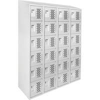 Assembled Clean Line Perforated Economy Lockers, 6 -tier, Bank of 4, 18" x 72" x 12", Steel Haskins Industrial Inc.