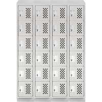 Assembled Clean Line Perforated Economy Lockers, 6 -tier, Bank of 4, 18" x 72" x 12", Steel Haskins Industrial Inc.