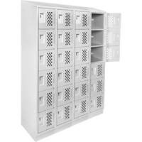 Assembled Clean Line Perforated Economy Lockers, 6 -tier, Bank of 4, 18" x 72" x 12", Steel Haskins Industrial Inc.