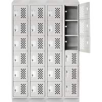 Assembled Clean Line Perforated Economy Lockers, 6 -tier, Bank of 4, 18" x 72" x 12", Steel Haskins Industrial Inc.