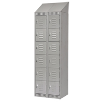 Lockers, 6 -tier, Bank of 2, 24" x 18" x 82", Steel, Grey, Knocked Down Haskins Industrial Inc.