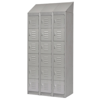 Lockers, 6 -tier, Bank of 3, 36" x 18" x 82", Steel, Grey, Knocked Down Haskins Industrial Inc.
