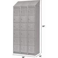 Lockers, 6 -tier, Bank of 3, 36" x 18" x 82", Steel, Grey, Knocked Down Haskins Industrial Inc.