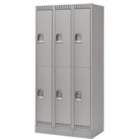 Lockers, 2 -tier, Bank of 3, 36" x 18" x 76", Steel, Grey, Knocked Down Haskins Industrial Inc.