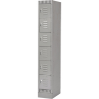 Lockers, 6 -tier, 12" x 18" x 76", Steel, Grey, Knocked Down Haskins Industrial Inc.