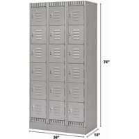 Lockers, 6 -tier, Bank of 3, 36" x 18" x 76", Steel, Grey, Knocked Down Haskins Industrial Inc.
