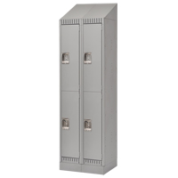 Lockers, 2 -tier, Bank of 2, 24" x 18" x 86", Steel, Grey, Knocked Down Haskins Industrial Inc.
