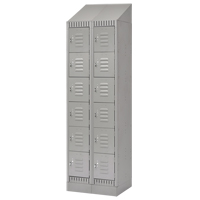 Lockers, 6 -tier, Bank of 2, 24" x 18" x 86", Steel, Grey, Knocked Down Haskins Industrial Inc.