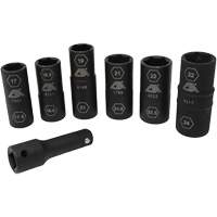 Jeu de demi-douilles r&eacute;versibles m&eacute;triques, 7 Mcx, Chocs, Prise de 1/2", Profond Haskins Industrial Inc.