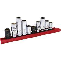 Chrome Finish Socket Set with Rail, 10 Pieces, 1/4"/3/8" Drive Size Haskins Industrial Inc.