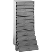 Modular Compartment Drawer Box Rack, Steel, 12 Drawers, 20-3/8" x 16" x 60-1/8", Grey Haskins Industrial Inc.