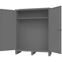 Cabinet with Hanging Bar & Standard Recessed Doors, Steel, 78" H x 60" W x 24" D, Grey Haskins Industrial Inc.