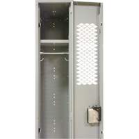 Vented Lockers, Bank of 3, 36 x 18" x 88", Steel, Grey, Knocked Down, Perforated Haskins Industrial Inc.