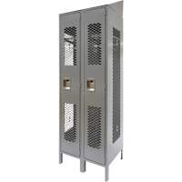 Vented Lockers, Bank of 2, 24" x 18" x 88", Steel, Grey, Knocked Down, Perforated Haskins Industrial Inc.