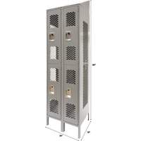 Vented Lockers, 2 -tier, Bank of 2, 24" x 18" x 88", Steel, Grey, Knocked Down, Perforated Haskins Industrial Inc.