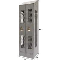 Vented Lockers, Bank of 2, 24" x 18" x 88", Steel, Grey, Knocked Down, Perforated Haskins Industrial Inc.