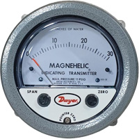 605 Series Magnehelic&reg; Differential Pressure Gauge & Indicating Transmitter, 4" , 0 - 30 in. w.c., Panel Mount, Analogue Haskins Industrial Inc.