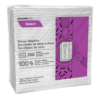 Serviettes de table &agrave; pli 1/8 Pro Select, 1 pli, 15,5" x 16" Haskins Industrial Inc.