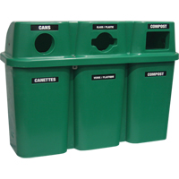 Recycling Containers Bullseye, Curbside, Plastic, 3 x 22 US Gal. Haskins Industrial Inc.