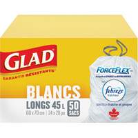 Tall 45L Febreze Garbage Bags, Regular, 24" W x 28" L, White Haskins Industrial Inc.