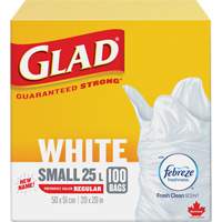 Small 25L Febreze Garbage Bags, Regular, 20" W x 20" L, White Haskins Industrial Inc.