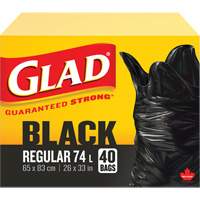 74L Garbage Bags, Regular, 26" W x 33" L, Black Haskins Industrial Inc.