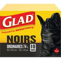 74L Garbage Bags, Regular, 26" W x 33" L, Black Haskins Industrial Inc.