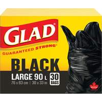90L Garbage Bags, Regular, 30" W x 33" L, Black Haskins Industrial Inc.