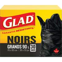90L Garbage Bags, Regular, 30" W x 33" L, Black Haskins Industrial Inc.