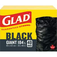 184L Garbage Bags, Regular, 35" W x 48" L, Black Haskins Industrial Inc.